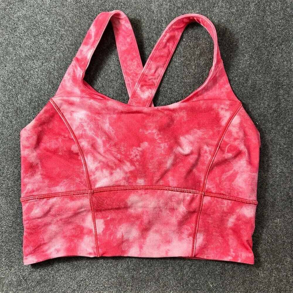 Lululemon Beat the Heat Bra Womens Size 8 Pink Tie Dye Crossback